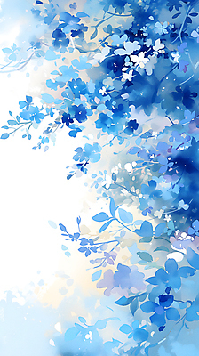 JPG 꽃 잎 꽃무늬 패턴 일러스트 자연 수채화 사람없음 파란색 카피스페이스 국내일러스트 AI일러스트 AI콘텐츠 식물 컬러 무늬 공백 생태계 파일형식