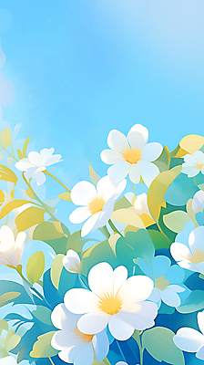 JPG 꽃 잎 꽃무늬 일러스트 자연 하늘 수채화 사람없음 파란색 카피스페이스 청량 국내일러스트 AI일러스트 AI콘텐츠 식물 컬러 무늬 공백 생태계 파일형식