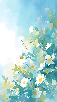 JPG 꽃 잎 꽃무늬 일러스트 자연 수채화 사람없음 초록색 파란색 카피스페이스 국내일러스트 AI일러스트 AI콘텐츠 식물 컬러 무늬 공백 생태계 파일형식