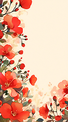 JPG 꽃 잎 꽃무늬 일러스트 자연 수채화 사람없음 빨간색 노란색 카피스페이스 국내일러스트 AI일러스트 AI콘텐츠 식물 컬러 무늬 공백 생태계 파일형식