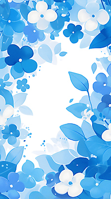 JPG 꽃 잎 꽃무늬 일러스트 자연 수채화 사람없음 파란색 흰색 카피스페이스 국내일러스트 AI일러스트 AI콘텐츠 식물 컬러 무늬 공백 생태계 파일형식
