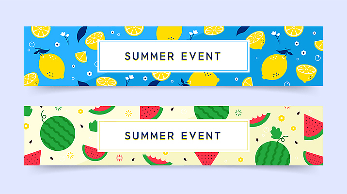 템플릿 배너 배너템플릿 가로배너 꽃 바다 조각 잎 패턴 단면 수박 이벤트 사람없음 여름 현수막 레몬 즐거움 수박씨 배너세트 AI파일 식물 계절 감정 무늬 과일 씨앗 가로 세트 파일형식 벡터
