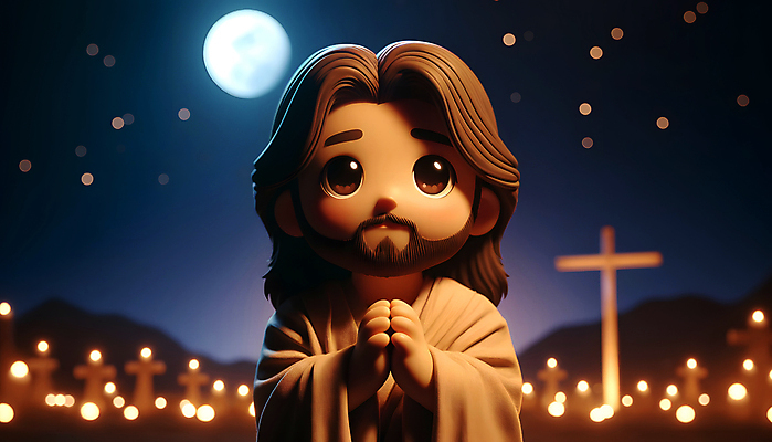 JPG 편집이미지 남자 기독교 종교 십자가 하늘 한명 성인 빛 3D 달 기도 예수 하나님 야간 디지털합성 보케 성인남자한명만 편집3D AI컴퓨터그래픽 AI콘텐츠 자연요소 1 사람 신_종교 남자한명만 성인남자만 파일형식