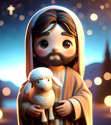 JPG 편집이미지 남자 기독교 종교 한명 성인 빛 3D 양 예수 하나님 야간 디지털합성 보케 성인남자한명만 편집3D AI컴퓨터그래픽 AI콘텐츠 자연요소 1 포유류 사람 신_종교 남자한명만 성인남자만 파일형식