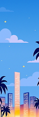JPG 구름 배너 포스터 야경 일러스트 밤하늘 빌딩 사람없음 건물 파란색 여름휴가 야자수 여름풍경 새벽 도시 분위기 스카이라인 여름밤 카피스페이스 국내일러스트 AI일러스트 AI콘텐츠 자연요소 나무 건축물 컬러 컨셉 하늘 휴가 풍경 여름 공백 야간 파일형식 여름_계절 풍경_경치