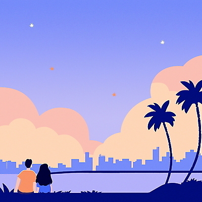 JPG 구름 여자 남자 야경 일러스트 밤하늘 앉기 빌딩 잔디 상반신 성인 두명 건물 여름휴가 야자수 보라색 여름풍경 새벽 도시 분위기 스카이라인 여름밤 성인만 카피스페이스 국내일러스트 AI일러스트 AI콘텐츠 자연요소 나무 식물 건축물 컬러 컨셉 모션 하늘 휴가 사람 풍경 여름 공백 야간 파일형식 여름_계절 풍경_경치