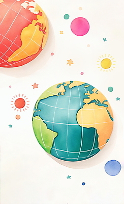 JPG 지구 일러스트 수채화 사람없음 우주 행성 그림 국내일러스트 AI일러스트 AI콘텐츠 파일형식