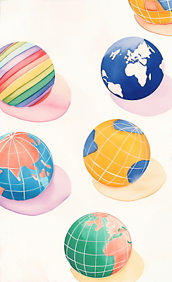 JPG 지구 일러스트 수채화 사람없음 우주 행성 그림 국내일러스트 AI일러스트 AI콘텐츠 파일형식