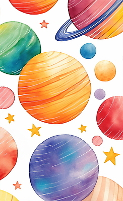 JPG 일러스트 수채화 사람없음 우주 그림 토성 국내일러스트 AI일러스트 AI콘텐츠 행성 파일형식