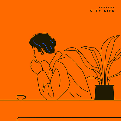 남자 화분 화초 생각 일러스트 탁자 한명 성인 주황색 턱괴기 커피잔 라인아트 고민 사색 성인남자한명만 국내일러스트 AI파일 식물 1 감정 커피 선 컬러 가구 모션 잔 사람 남자한명만 성인남자만 파일형식 벡터