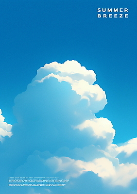 PSD 구름 포스터 일러스트 자연 하늘 사람없음 파란색 맑음 청량 국내일러스트 자연요소 컬러 날씨 생태계 파일형식