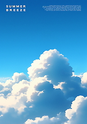 PSD 구름 포스터 일러스트 자연 사람없음 여름 파란색 햇빛 희망 기분전환 국내일러스트 자연요소 계절 감정 컬러 태양 생태계 파일형식