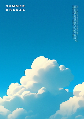 PSD 구름 포스터 일러스트 하늘 밝음 사람없음 여름 파란색 햇빛 국내일러스트 자연요소 계절 컬러 태양 파일형식