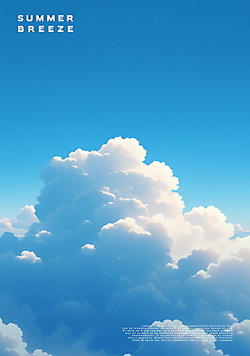 PSD 구름 포스터 여유 일러스트 자연 하늘 사람없음 파란색 국내일러스트 자연요소 감정 컬러 생태계 파일형식