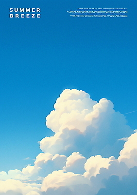 PSD 구름 포스터 일러스트 자연 하늘 사람없음 여름 파란색 햇빛 긍정 긍정적 국내일러스트 자연요소 계절 감정 컬러 컨셉 태양 생태계 파일형식