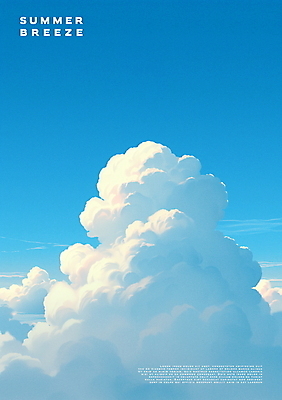 PSD 구름 포스터 일러스트 자연 하늘 사람없음 여름 파란색 평화 국내일러스트 자연요소 계절 컬러 컨셉 생태계 파일형식