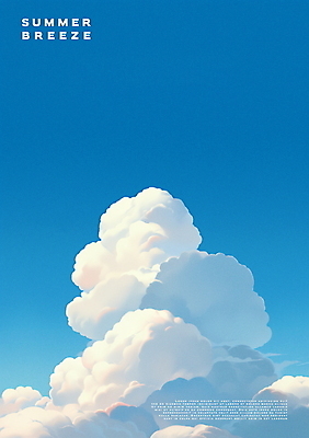 PSD 구름 포스터 일러스트 자연 하늘 휴식 사람없음 여름 파란색 국내일러스트 자연요소 계절 컬러 컨셉 생태계 파일형식