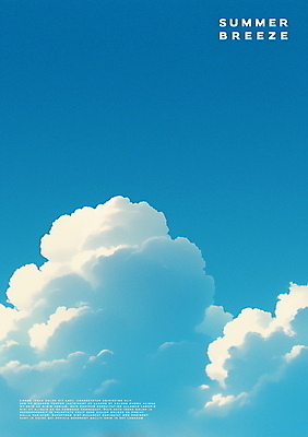 PSD 구름 포스터 일러스트 자연 하늘 사람없음 여름 파란색 더위 국내일러스트 자연요소 계절 컬러 날씨 생태계 파일형식