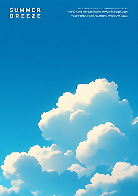 PSD 구름 포스터 일러스트 자연 밝음 사람없음 여름 파란색 햇빛 국내일러스트 자연요소 계절 컬러 태양 생태계 파일형식