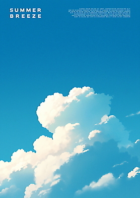 PSD 구름 포스터 여유 일러스트 자연 하늘 사람없음 여름 파란색 국내일러스트 자연요소 계절 감정 컬러 생태계 파일형식