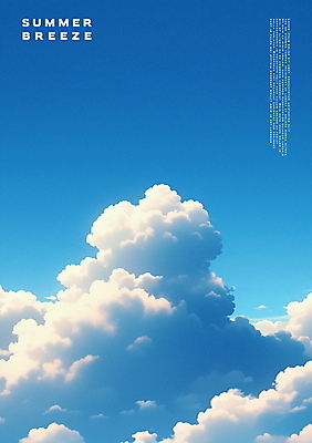 PSD 구름 포스터 일러스트 자연 하늘 사람없음 여름 파란색 맑음 국내일러스트 자연요소 계절 컬러 날씨 생태계 파일형식