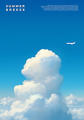 PSD 구름 포스터 일러스트 자연 하늘 밝음 사람없음 여름 파란색 국내일러스트 자연요소 계절 컬러 생태계 파일형식