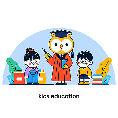 캐릭터 여자 어린이교육 남자 안경 어린이 잎 일러스트 학사모 수업 들기 소녀 소년 두명 책 교사 붓 부엉이 어린이만 국내일러스트 일러캐릭터 AI파일 식물 직업 모자_잡화 잡화 교육 졸업 모션 조류 사람 파일형식 벡터