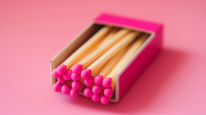 JPG 편집이미지 분홍색 사람없음 성냥 오브젝트 성냥갑 카피스페이스 편집실사 AI포토 AI콘텐츠 컬러 공백 CG 파일형식