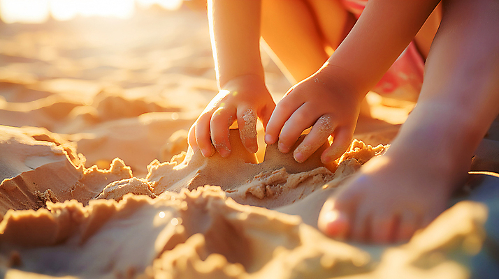 JPG 편집이미지 손 어린이 모래 바다 발 한명 앉기 해변 신체부위 여름 모래사장 햇빛 잡기 모래놀이 편집실사 AI인물포토 AI콘텐츠 1 계절 모션 놀이 사람 태양 CG 파일형식 AI포토