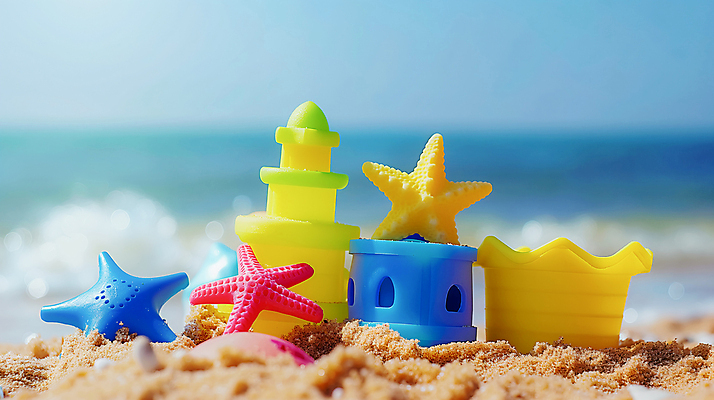 JPG 편집이미지 모래 불가사리 해변 사람없음 여름 모래사장 장난감 성 모래놀이 편집실사 AI포토 AI콘텐츠 건축물 계절 바다 놀이 극피동물 CG 파일형식