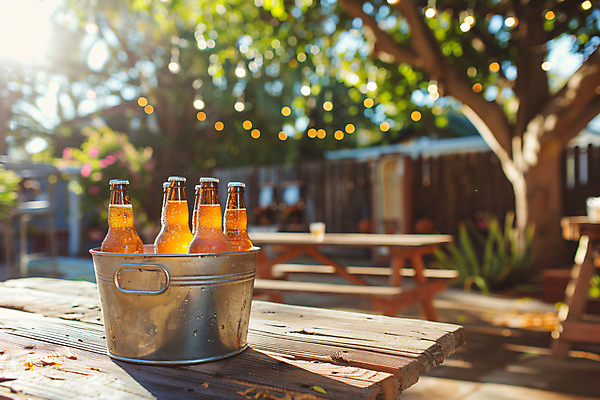 JPG 편집이미지 문화 여행 탁자 휴식 맥주 병맥주 사람없음 야외 햇빛 양동이 담기 휴양지 맥주병 편집실사 AI포토 AI콘텐츠 가구 컨셉 모션 술병 주류 태양 장소 CG 파일형식