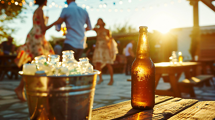 JPG 편집이미지 여자 남자 문화 여행 탁자 휴식 맥주 병맥주 여러명 성인 야외 햇빛 얼음 양동이 담기 휴양지 맥주병 성인만 편집실사 AI인물포토 AI콘텐츠 자연요소 가구 다수 컨셉 모션 술병 주류 사람 태양 장소 CG 파일형식 AI포토
