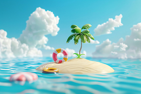 JPG 구름 편집이미지 물결 바다 여행 휴식 사람없음 여름휴가 야자수 수면 휴양지 무인도 힐링 튜브 편집실사 AI컴퓨터그래픽 AI콘텐츠 자연요소 나무 섬 컨셉 휴가 물 장소 CG 파일형식 여름_계절