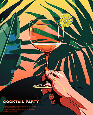 손 포스터 술잔 일러스트 한명 들기 성인 신체부위 빨간색 여름 파티 칵테일 투명 레몬 칵테일잔 슬라이스 야자수잎 몬스테라 성인한명만 트로피컬아트 국내일러스트 AI파일 식물 1 계절 컬러 잎 과일 모션 잔 주류 사람 이벤트 그림 성인만 파일형식 벡터