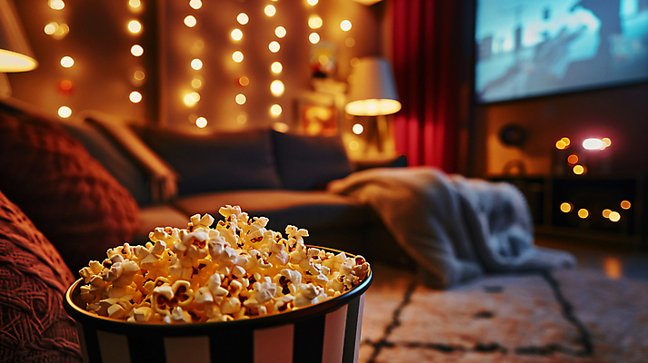 JPG 편집이미지 조명 사람없음 인테리어 소파 스크린 스피커 영화관 영화 디지털합성 보케 팝콘 홈시어터 편집실사 AI포토 AI콘텐츠 디자인 음향기기 의자 문화예술 장비 극장 CG 파일형식