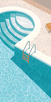 PSD 물결 벽 일러스트 사다리 난간 바닥 야외수영장 그림자 사람없음 여름 계단 풀장 선베드 국내일러스트 계절 의자 수영장 도구 파일형식