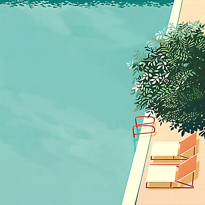 PSD 나무 일러스트 사다리 난간 나뭇잎 바닥 야외수영장 그림자 사람없음 여름 풀장 선베드 국내일러스트 식물 계절 잎 의자 수영장 도구 파일형식