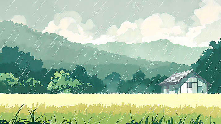 PSD 나무 구름 일러스트 자연 하늘 산 주택 풍경 잔디 사람없음 여름 비 장마 풀숲 국내일러스트 자연요소 식물 계절 날씨 건물 비_날씨 숲 생태계 파일형식