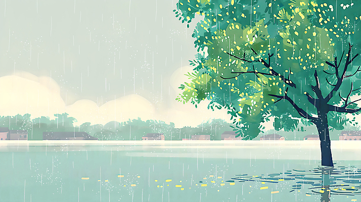 PSD 나무 구름 꽃잎 일러스트 자연 하늘 산 주택 풍경 사람없음 여름 마을 비 웅덩이 장마 국내일러스트 자연요소 식물 계절 꽃 날씨 건물 비_날씨 생태계 파일형식