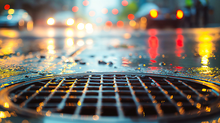 JPG 편집이미지 사람없음 물 차도 장마 빗물 하수구 빗금 편집실사 AI포토 AI콘텐츠 자연요소 시설물 도로 비_날씨 CG 대각선 파일형식