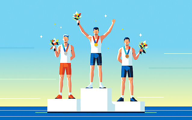 전신 남자 스포츠 꽃다발 일러스트 하계올림픽 운동선수 미소 들기 성인 세명 여름 반짝임 만세 우승 수상_상을받음 금메달 순위 2위 3위 동메달 시상대 시상식 은메달 포디움 성인남자만 국내일러스트 AI파일 계절 꽃 올림픽 모션 표정 사람 무대 최고 메달 남자만 성인만 파일형식 벡터