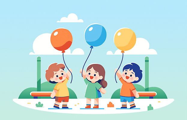 전신 구름 여자 남자 어린이 일러스트 소녀 소년 세명 친구 잡기 놀이터 즐거움 풍선 어린이만 국내일러스트 AI파일 자연요소 감정 관계 모션 놀이 사람 파일형식 벡터