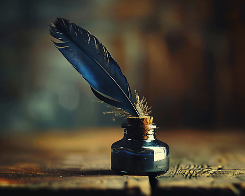 JPG 편집이미지 캘리그라피 잉크 사람없음 펜 빈티지 분위기 디지털합성 오브젝트 깃펜 잉크통 편집실사 AI포토 AI콘텐츠 컨셉 통 필기구 CG 파일형식