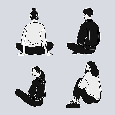 전신 여자 패션 남자 실루엣 포즈 일러스트 서기 사람 여러명 성인 일상 라이프 편안함 주머니손 성인만 국내일러스트 AI파일 다수 모션 촬영기법 생활 감각 파일형식 벡터