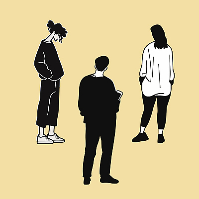 전신 여자 패션 남자 실루엣 포즈 일러스트 서기 사람 성인 일상 라이프 세명 편안함 주머니손 성인만 국내일러스트 AI파일 모션 촬영기법 생활 감각 파일형식 벡터