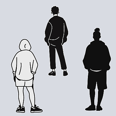 전신 여자 패션 남자 실루엣 포즈 일러스트 서기 사람 성인 일상 라이프 세명 편안함 주머니손 성인만 국내일러스트 AI파일 모션 촬영기법 생활 감각 파일형식 벡터