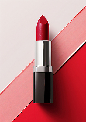 JPG 편집이미지 사람없음 빨간색 뷰티 립스틱 잡지 질감 대각선 꾸밈 편집실사 AI포토 AI콘텐츠 선 컬러 간행물 화장품 CG 파일형식