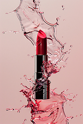 JPG 편집이미지 분홍색 사람없음 뷰티 립스틱 잡지 튀는물 꾸밈 편집실사 AI포토 AI콘텐츠 컬러 간행물 화장품 CG 액체표현 스플래쉬 파일형식