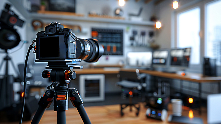 JPG 스튜디오촬영 편집이미지 스튜디오 조명 사람없음 빛 컴퓨터 유행 카메라 모니터 촬영 공간 작업실 영상 삼각대 동영상 조명장치 촬영장비 크리에이터 편집실사 AI포토 AI콘텐츠 직업 실내 전자제품 장비 도구 CG 파일형식 1인미디어