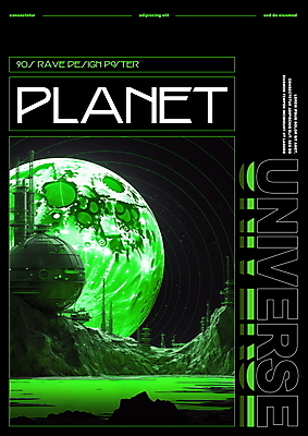 PSD 편집이미지 디자인 포스터 과학 프레임 타이포그라피 사람없음 건물 초록색 우주 검은색 행성 빈티지 디지털합성 레이아웃 편집소스 SF 이미지편집 문자 건축물 컬러 컨셉 파일형식